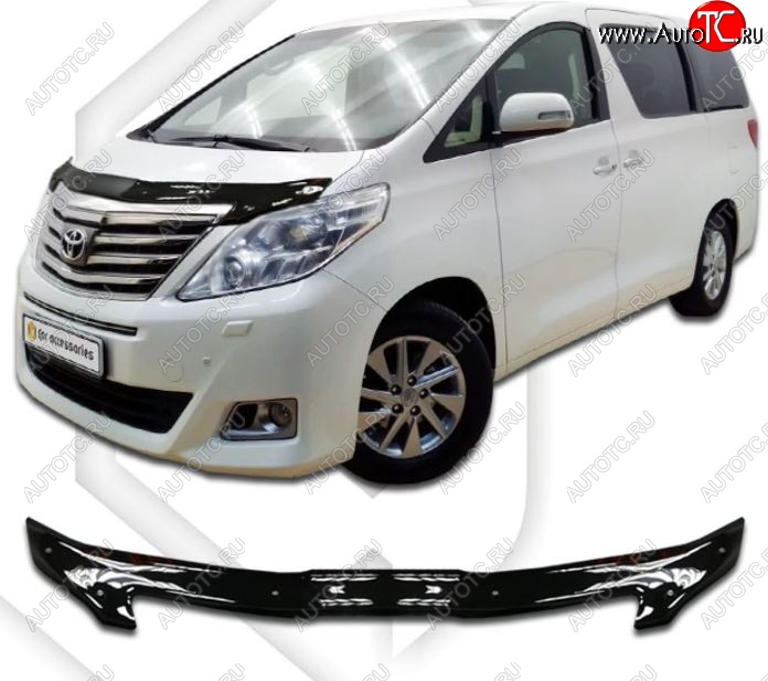 2 269 р. Дефлектор капота (DBA-GGH20W, ATH20W, ANH20W, ANH25W, GGH20W, GGH25W) CA-Plastiс  Toyota Alphard  H20 (2011-2015) рестайлинг (Classic черный, Без надписи)  с доставкой в г. Королёв