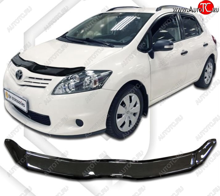 1 899 р. Дефлектор капота CA-Plastiс  Toyota Auris  E150 (2010-2012) хэтчбэк 5 дв. рестайлинг (Classic черный, Без надписи)  с доставкой в г. Королёв