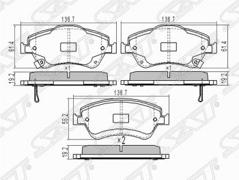 Колодки тормозные (передние) SAT Toyota Corolla E150 седан рестайлинг (2009-2013)