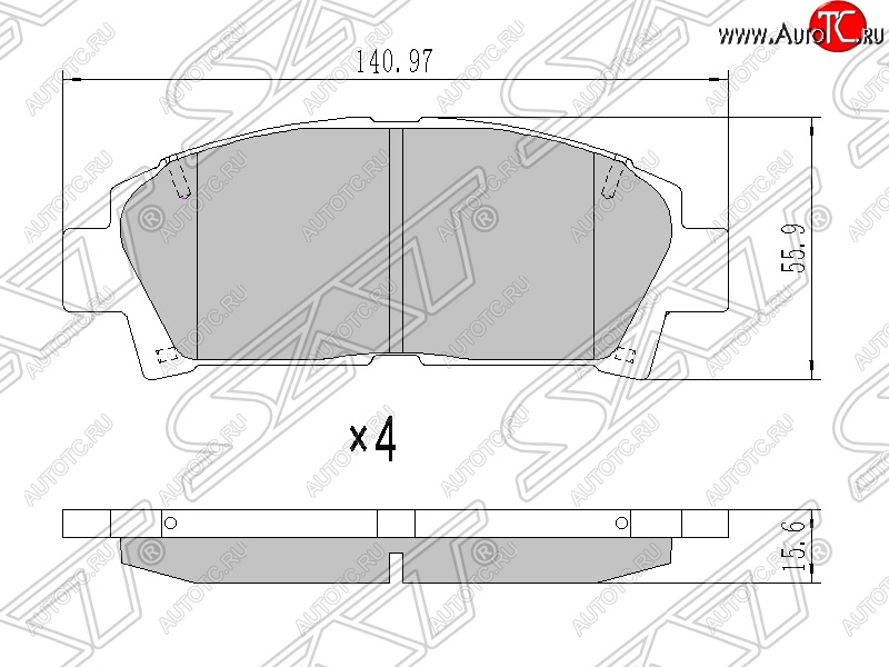 1 439 р. Колодки тормозные SAT (передние) Toyota Avensis T220 седан дорестайлинг (1997-2001)  с доставкой в г. Королёв