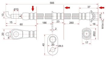 Тормозной шланг SAT (передний) Toyota Raum (2003-2011)