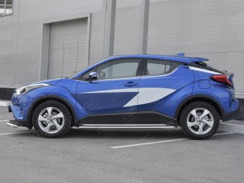 Пороги труба 120х60 Russtal (овал с проступью) Toyota C-HR NGX10, ZGX10 дорестайлинг (2016-2019)