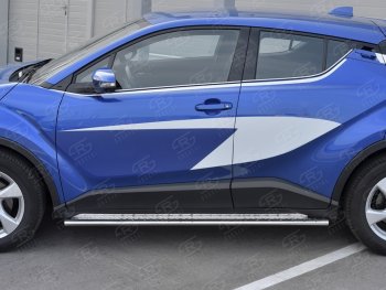 20 749 р. Пороги труба 75х42 Russtal (овал с проступью) Toyota C-HR NGX10, ZGX10 дорестайлинг (2016-2019)  с доставкой в г. Королёв. Увеличить фотографию 2