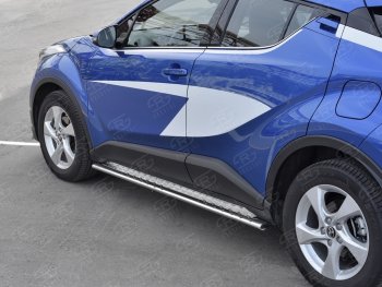 20 749 р. Пороги труба 75х42 Russtal (овал с проступью) Toyota C-HR NGX10, ZGX10 дорестайлинг (2016-2019)  с доставкой в г. Королёв. Увеличить фотографию 3