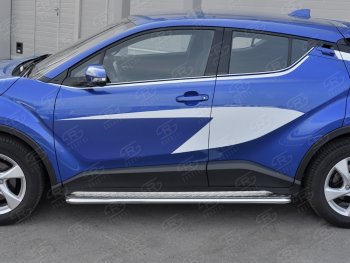 20 749 р. Пороги труба d42 с листом Russtal Toyota C-HR NGX10, ZGX10 дорестайлинг (2016-2019) (Лист алюм, проф. нерж)  с доставкой в г. Королёв. Увеличить фотографию 2