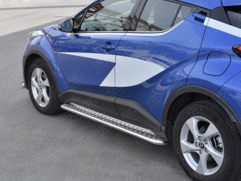 20 749 р. Пороги труба d42 с листом Russtal Toyota C-HR NGX10, ZGX10 дорестайлинг (2016-2019) (Лист алюм, проф. нерж)  с доставкой в г. Королёв. Увеличить фотографию 3