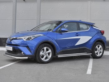 17 299 р. Защита переднего бампера (Ø63 мм, нержавейка) SLITKOFF  Toyota C-HR  NGX10, ZGX10 (2016-2019) дорестайлинг  с доставкой в г. Королёв. Увеличить фотографию 2