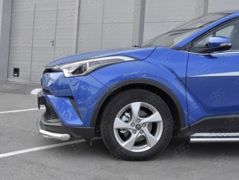 17 299 р. Защита переднего бампера (Ø63 мм, нержавейка) SLITKOFF  Toyota C-HR  NGX10, ZGX10 (2016-2019) дорестайлинг  с доставкой в г. Королёв. Увеличить фотографию 3