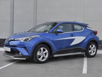 16 999 р. Защита переднего бампера (2 трубы Ø42 мм, нержавейка) SLITKOFF  Toyota C-HR  NGX10, ZGX10 (2016-2019) дорестайлинг  с доставкой в г. Королёв. Увеличить фотографию 3