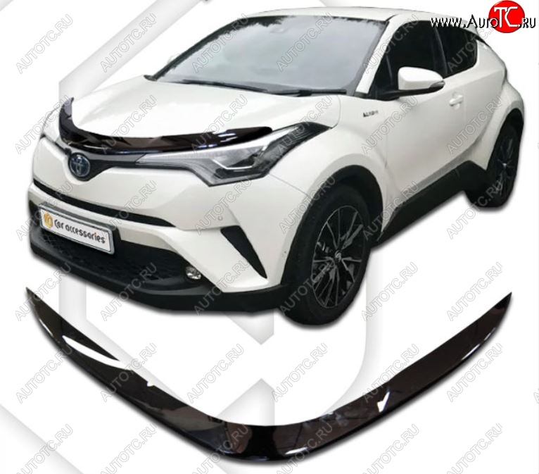 1 999 р. Дефлектор капота CA-Plastiс  Toyota C-HR  NGX10, ZGX10 (2019-2025) рестайлинг (Classic черный, Без надписи)  с доставкой в г. Королёв