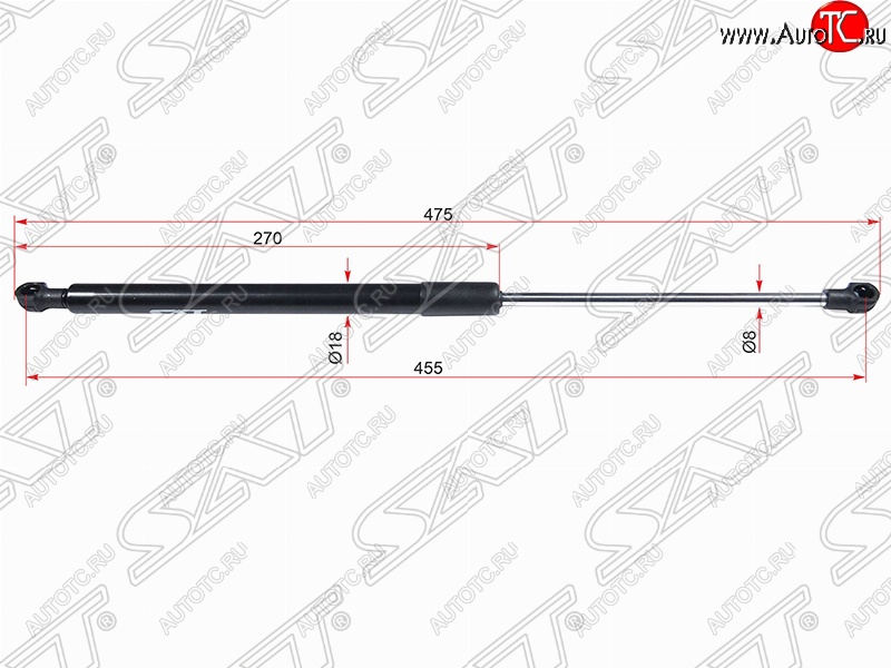 869 р. Правый газовый упор крышки багажника SAT  Toyota Caldina  T240 (2002-2007) универсал дорестайлинг, универсал рестайлинг  с доставкой в г. Королёв