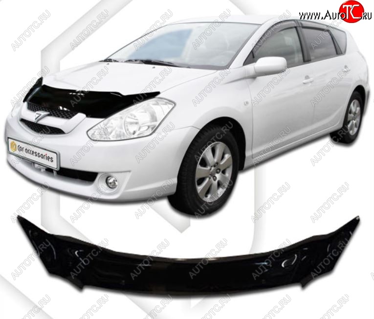 2 059 р. Дефлектор капота CA-Plastiс exclusive Toyota Caldina T240 универсал дорестайлинг (2002-2004) (серия Classic черный, Без надписи)  с доставкой в г. Королёв