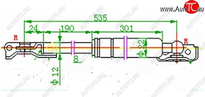 1 299 р. Левый газовый упор крышки багажника SAT  Toyota Caldina  T190 (1992-1997) дорестайлинг универсал, рестайлинг универсал  с доставкой в г. Королёв