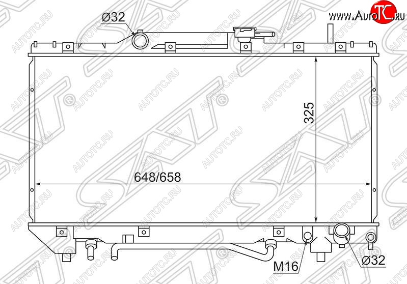 5 399 р. Радиатор двигателя SAT Toyota Caldina T210 дорестайлинг универсал (1997-1999)  с доставкой в г. Королёв