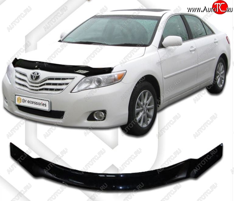 2 189 р. Дефлектор капота CA-Plastiс  Toyota Camry  XV40 (2009-2011) рестайлинг (Classic черный, Без надписи)  с доставкой в г. Королёв