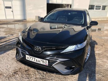 14 699 р. Накладка переднего бампера Yurol Toyota Camry XV70 дорестайлинг (2017-2021) (Неокрашенная)  с доставкой в г. Королёв. Увеличить фотографию 3