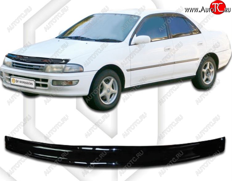 1 999 р. Дефлектор капота CA-Plastiс  Toyota Carina  T190 (1992-1994) седан дорестайлинг (Classic черный, Без надписи)  с доставкой в г. Королёв