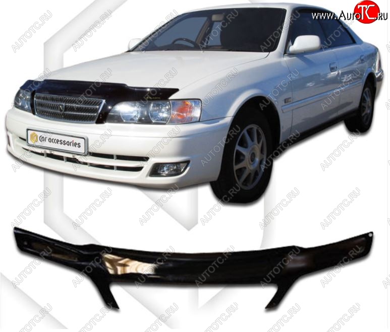 2 199 р. Дефлектор капота CA-Plastiс  Toyota Chaser (1996-2001) (Classic черный, Без надписи)  с доставкой в г. Королёв