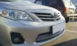 1 539 р. Сетка на бампер Russtal (хром) Toyota Corolla E150 седан рестайлинг (2009-2013)  с доставкой в г. Королёв. Увеличить фотографию 2