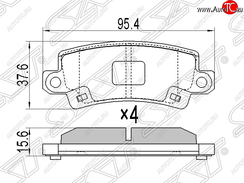 859 р. Колодки тормозные SAT (задние)  Toyota Corolla Fielder  E120 (2000-2006) универсал дорестайлинг, универсал 1-ый рестайлинг, универсал 2-ой рестайлинг  с доставкой в г. Королёв