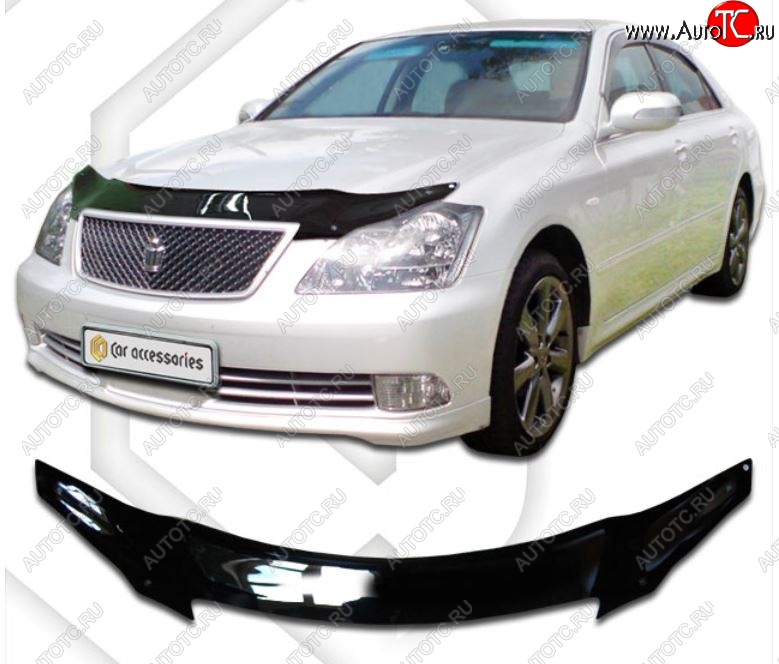 2 199 р. Дефлектор капота CA-Plastiс  Toyota Crown  S180 (2005-2008) седан рестайлинг (Classic черный, Без надписи)  с доставкой в г. Королёв