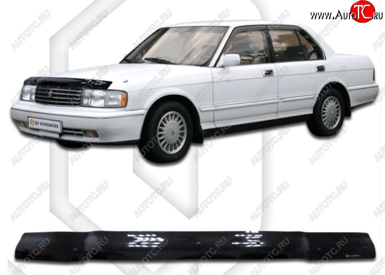 1 899 р. Дефлектор капота CA-Plastiс  Toyota Crown  S130 (1991-1999) седан 2-ой рестайлинг (Classic черный, Без надписи)  с доставкой в г. Королёв