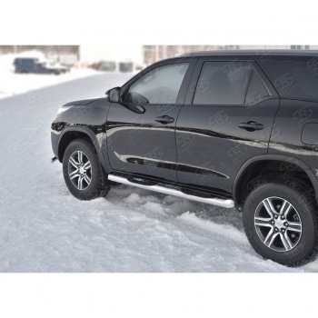 26 999 р. Пороги труба d76 с накладкой (v1) SLITKOFF Toyota Fortuner AN160 дорестайлинг (2015-2020)  с доставкой в г. Королёв. Увеличить фотографию 3