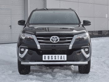 Защита переднего бампера (Ø63 мм, нержавейка) SLITKOFF Toyota Fortuner AN160 дорестайлинг (2015-2020)