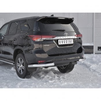 27 499 р. Защита заднего бампера (Ø76 мм уголки, нержавейка) SLITKOFF Toyota Fortuner AN160 дорестайлинг (2015-2020)  с доставкой в г. Королёв. Увеличить фотографию 4