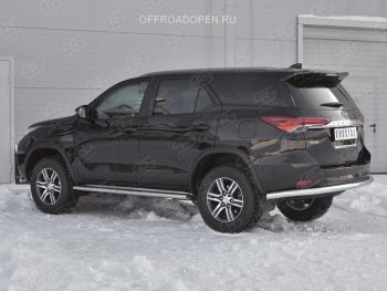 17 699 р. Защита заднего бампера (Ø63 мм, нержавейка) SLITKOFF Toyota Fortuner AN160 дорестайлинг (2015-2020)  с доставкой в г. Королёв. Увеличить фотографию 3