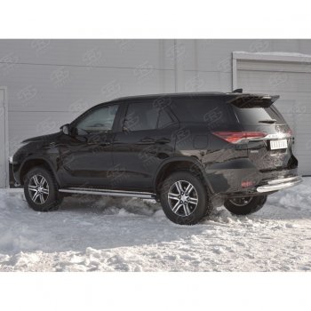 22 499 р. Защита заднего бампера (2 трубы Ø76х42 мм, нержавейка) SLITKOFF Toyota Fortuner AN160 дорестайлинг (2015-2020)  с доставкой в г. Королёв. Увеличить фотографию 2