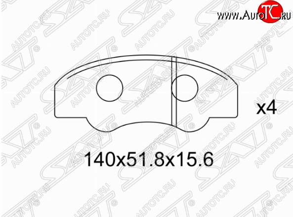 1 299 р. Комплект задних тормозных колодок SAT Toyota Fortuner AN160 дорестайлинг (2015-2020)  с доставкой в г. Королёв