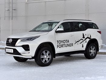 21 949 р. Защита переднего бампера (Ø63 мм, нержавейка) SLITKOFF Toyota Fortuner AN160 рестайлинг (2020-2024)  с доставкой в г. Королёв. Увеличить фотографию 3