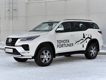 25 749 р. Защита переднего бампера (2 трубы Ø63 и 42 мм, нержавейка) SLITKOFF Toyota Fortuner AN160 рестайлинг (2020-2024)  с доставкой в г. Королёв. Увеличить фотографию 2