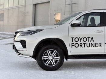 25 749 р. Защита переднего бампера (2 трубы Ø63 и 42 мм, нержавейка) SLITKOFF Toyota Fortuner AN160 рестайлинг (2020-2024)  с доставкой в г. Королёв. Увеличить фотографию 4