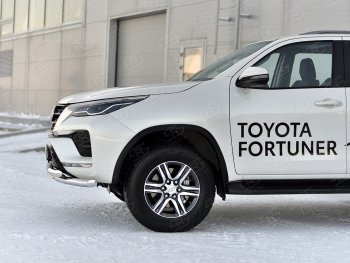 31 999 р. Защита переднего бампера (Ø63 мм с клыками, нержавейка) SLITKOFF Toyota Fortuner AN160 рестайлинг (2020-2024)  с доставкой в г. Королёв. Увеличить фотографию 4