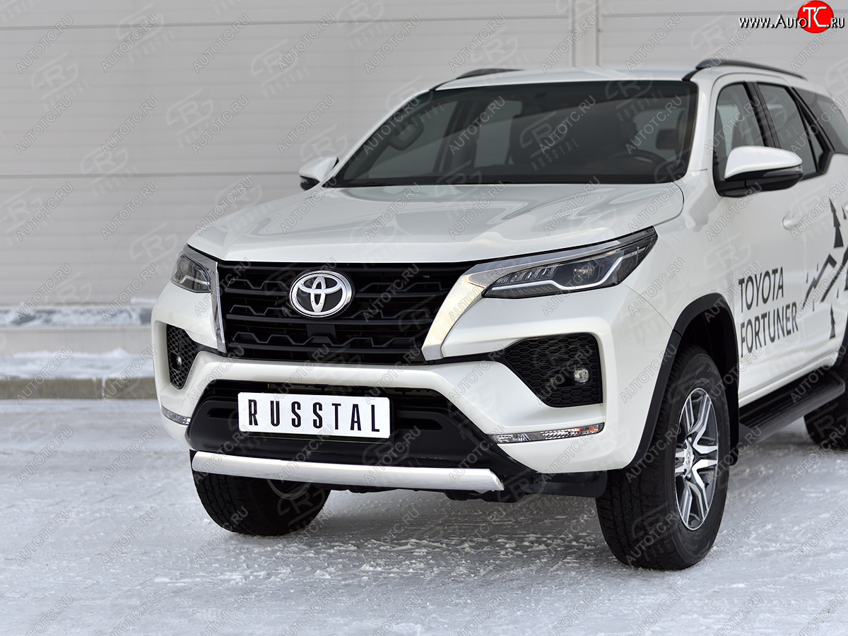 16 699 р. Защита переднего бампера (Ø75х42 мм, нержавейка) Russtal Toyota Fortuner AN160 рестайлинг (2020-2024)  с доставкой в г. Королёв