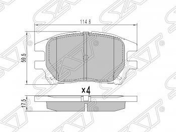 Колодки тормозные SAT (передние) Toyota Harrier XU10 рестайлинг (2000-2003)