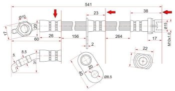 Тормозной шланг SAT (передний) Toyota Harrier XU10 рестайлинг (2000-2003)