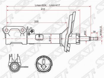 Левый амортизатор задний SAT  Harrier  XU30, Highlander  XU20, Kluger ( XU20,  XU40)