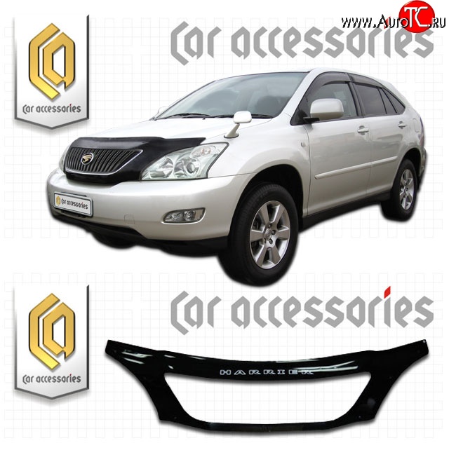 2 899 р. Дефлектор капота CA-Plastic exclusive  Toyota Harrier  XU30 (2003-2013) (Classic черный, Без надписи)  с доставкой в г. Королёв