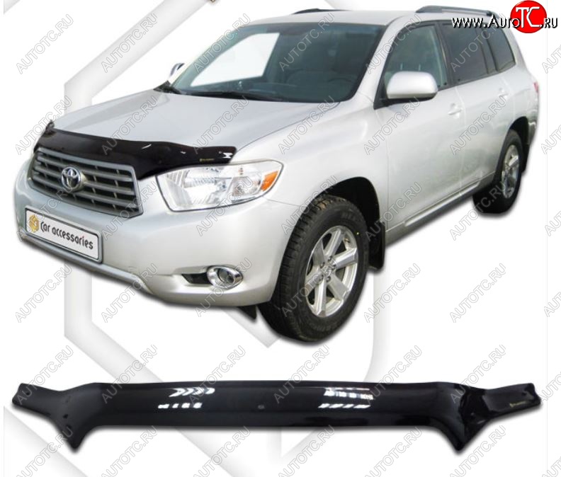 2 199 р. Дефлектор капота CA-Plastic  Toyota Highlander  XU40 (2007-2010) дорестайлинг (Classic черный, Без надписи)  с доставкой в г. Королёв