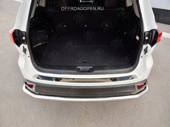 2 199 р. Накладка на задний бампер Russtal Toyota Highlander XU50 рестайлинг (2016-2020) (полированная нержавейка)  с доставкой в г. Королёв. Увеличить фотографию 2