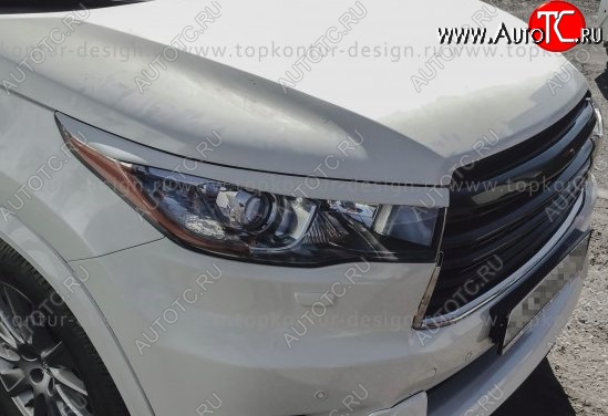 2 199 р. Реснички на фары TopKontur Design Toyota Highlander XU50 дорестайлинг (2013-2017) (Неокрашенные)  с доставкой в г. Королёв