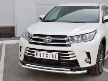 23 799 р. Защита переднего бампера (2 трубы Ø63 и 42 мм, нержавейка) SLITKOFF Toyota Highlander XU50 рестайлинг (2016-2020)  с доставкой в г. Королёв. Увеличить фотографию 2