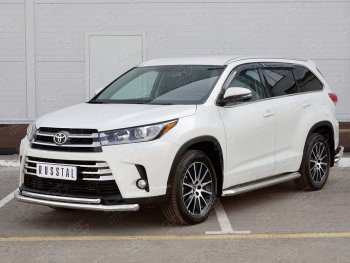 23 799 р. Защита переднего бампера (2 трубы Ø63 и 42 мм, нержавейка) SLITKOFF Toyota Highlander XU50 рестайлинг (2016-2020)  с доставкой в г. Королёв. Увеличить фотографию 3