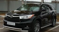 24 599 р. Защита переднего бампера (2 трубыØ63 мм, нержавейка) SLITKOFF  Toyota Highlander  XU50 (2013-2017) дорестайлинг  с доставкой в г. Королёв. Увеличить фотографию 3