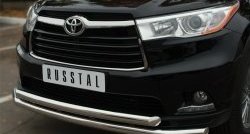 24 599 р. Защита переднего бампера (2 трубыØ63 мм, нержавейка) SLITKOFF  Toyota Highlander  XU50 (2013-2017) дорестайлинг  с доставкой в г. Королёв. Увеличить фотографию 4