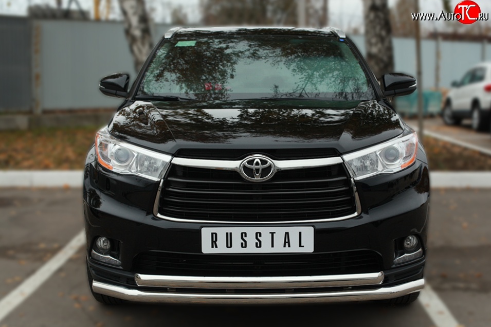 24 599 р. Защита переднего бампера (2 трубыØ63 мм, нержавейка) SLITKOFF  Toyota Highlander  XU50 (2013-2017) дорестайлинг  с доставкой в г. Королёв