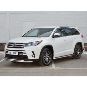 20 399 р. Защита переднего бампера (2 трубыØ42 мм, нержавейка) SLITKOFF  Toyota Highlander  XU50 (2013-2017) дорестайлинг  с доставкой в г. Королёв. Увеличить фотографию 2